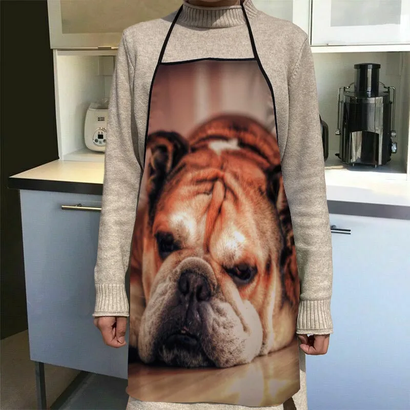 Bulldog Pattern Aprons Home Coffee Shop Cleaning Aprons Anti-Dirty Kitchen Accessories For Men Women 50x75cm,68x95cm Funy Gift