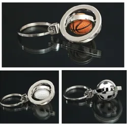 Creative Metal Keychain Rotable Basketball Football Golf Sport Souvenir Car Keyring Bag Boy Men Couple Pendant Club Gift Supply