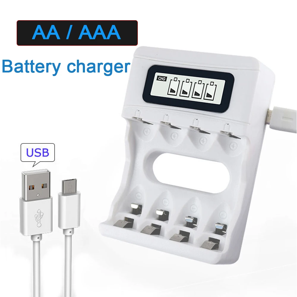 

PALO AA AAA rechargeable battery charger 4 slot LCD smart usb charger for 1.2V AA AAA nimh nicd pre-charge batteria