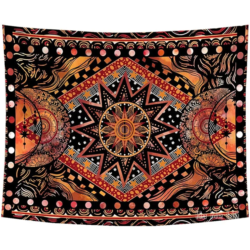 

Orange Sun And Moon Wall Hanging Indie Hippie Cool Aesthetic By Ho Me Lili Tapestry For Room Dorm