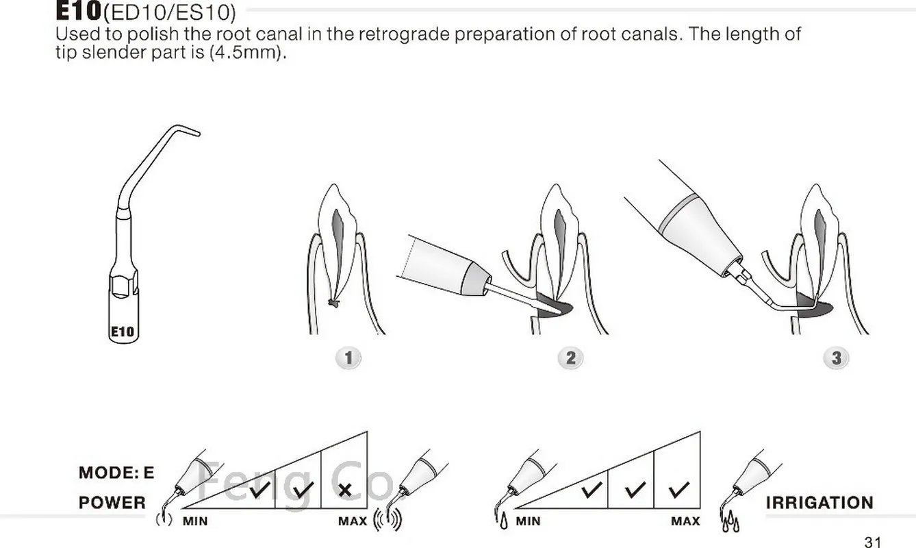 ED10 Dental Ultrasonic Scaler Tips Scaling  Endo Perio Fit SATELEC NSK DTE GNATUS HU-FREIDY Handpiece Dentist Teeth Whitening