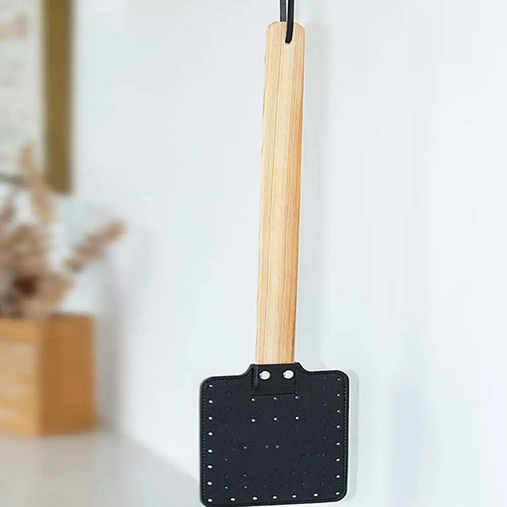 

Fly Swatter With Wooden Handle Leather Fly Swatters For Home Garden Fly Swatter Prevent Pests Mosquito Tool Fly Destroaser Tool