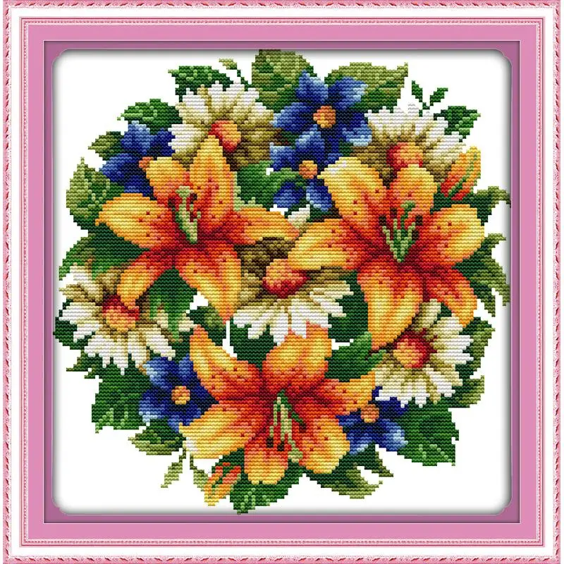 Róża kwiat lilii wzór count cross stitch 11CT 14CT zestaw do haftu krzyżykowego DIY haft zestaw do robótek ręcznych eleganckie prezenty dekoracji