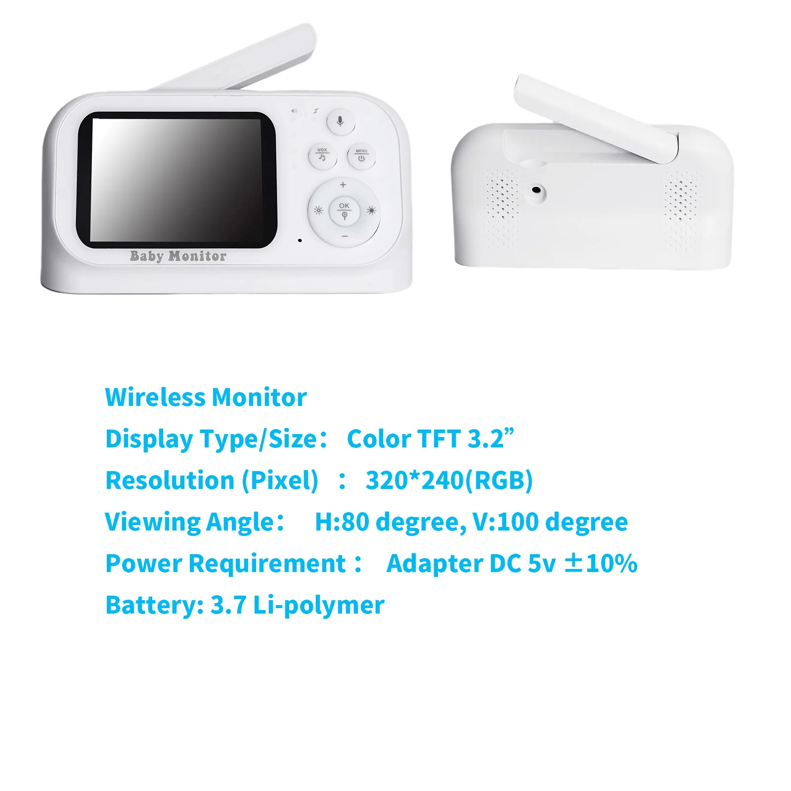 Wireless Video Baby Monitor with Digital Camera, 3.2 Inch Screen Night Vision Temperature Monitoring & 2 Way Talkback System
