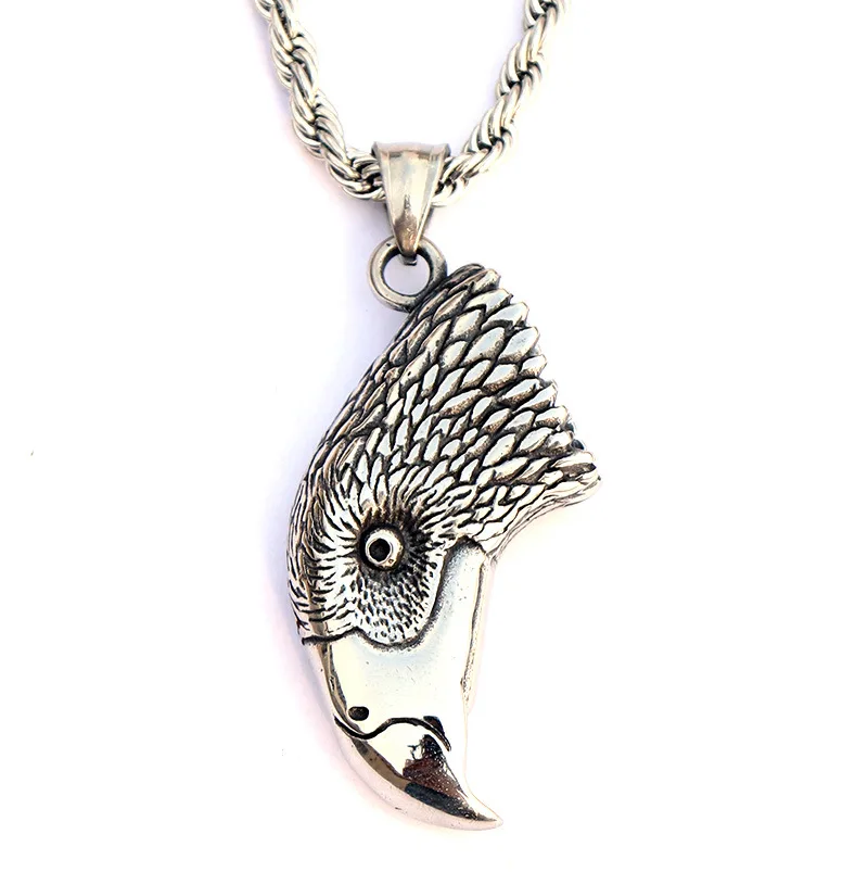 

AsJerlya Eagle Head Long Necklace Stainless Steel Punk Animal Necklace For Man And Women Wholesale Jewelry Dorpshipping