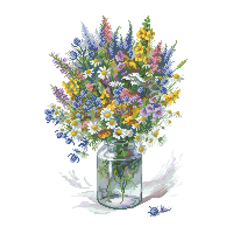 Bouquet with a jaundice cross stitch kits flower pattern design 18ct 14ct 11ct unprint canvas embroidery DIY needlework