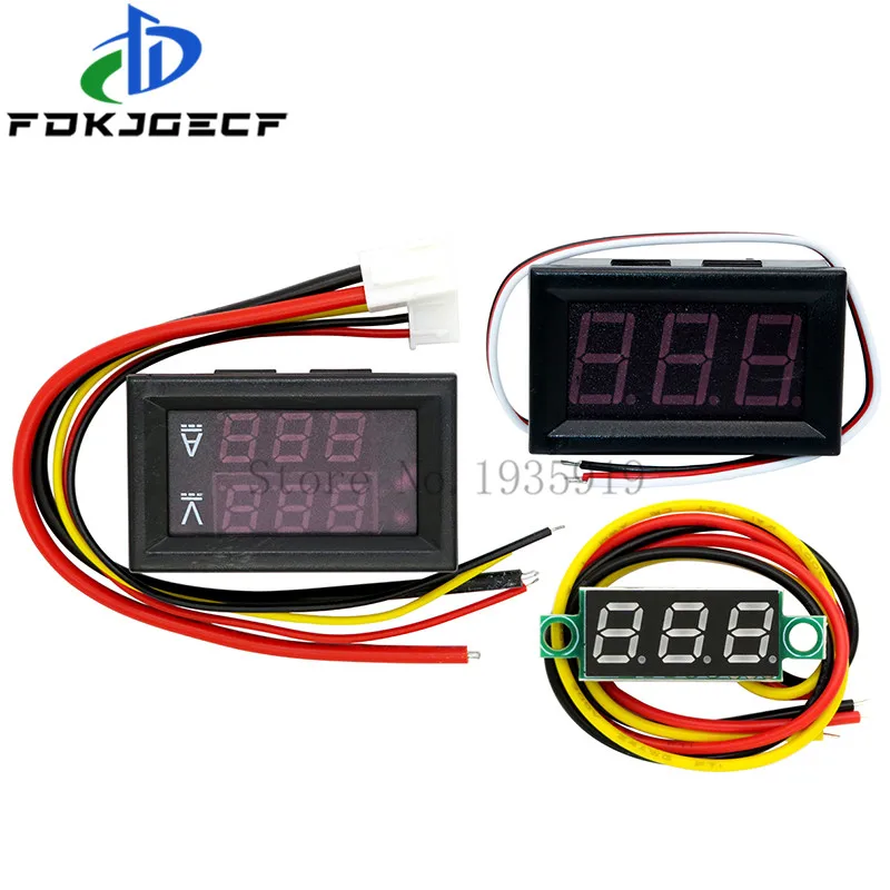 DC 0- 100V Mini Digital Voltmeter 10A Panel Amp Volt Voltage Current Meter Tester Detector LED Display Auto Car Red Blue Green