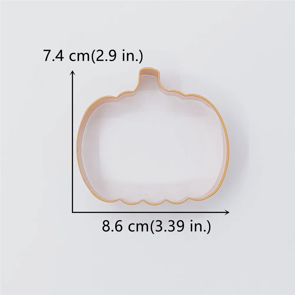 KENIAO Thanksgiving Pumpkin Cookie Cutter - 8.6 X 7.4 CM - Biscuit Fondant Sandwich Mold - Orange Color Coated Stainless Steel