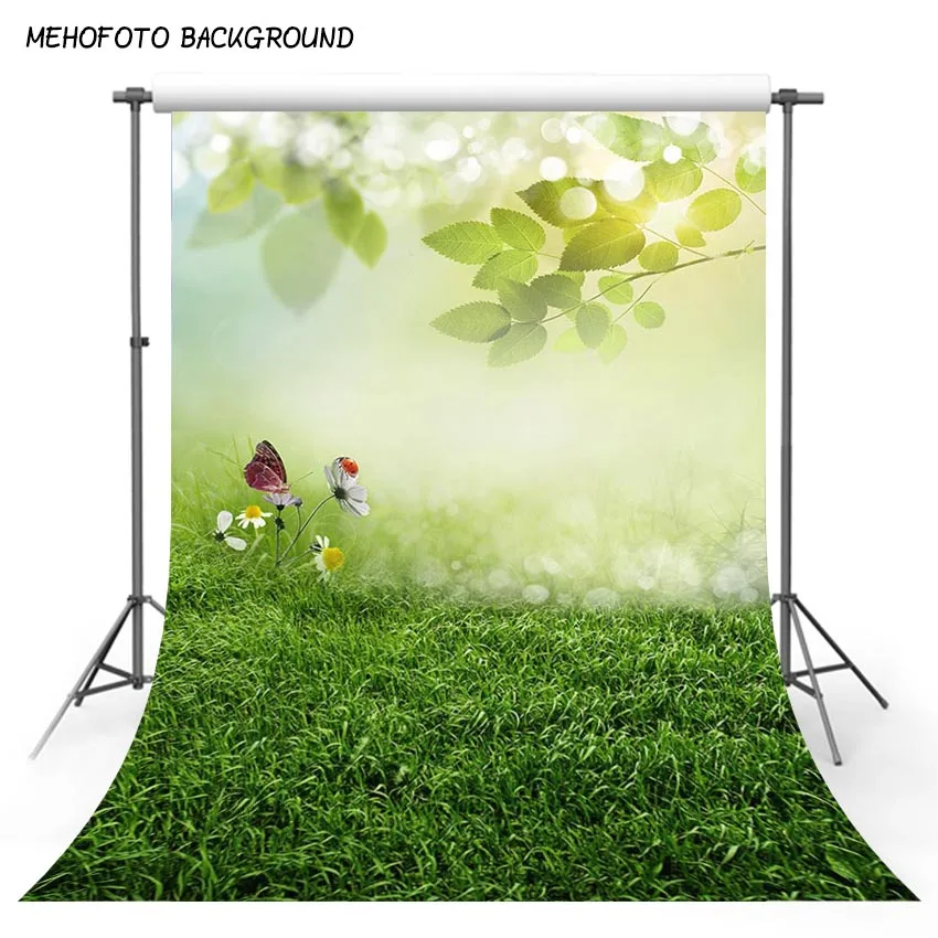 عيد الفصح خلفيات للتصوير الفوتوغرافي الربيع مشهد العشب الأخضر فراشة الطفل دمية الحيوانات الأليفة كعكة صورة لوازم خلفية استوديو الصور