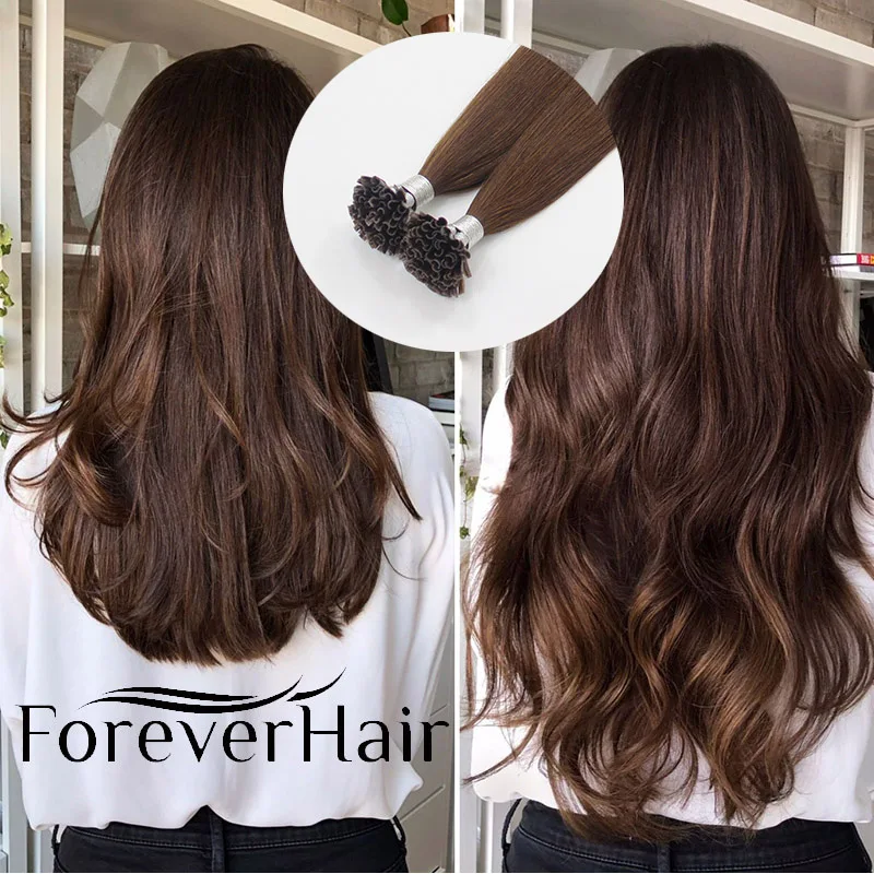 

FOREVER HAIR 0,8 г/прядь, 16 "18" 20 "капсула U-образный наконечник для ногтей Fusion Keratin Bond 100% Remy человеческие волосы для наращивания, шелковистые прямые