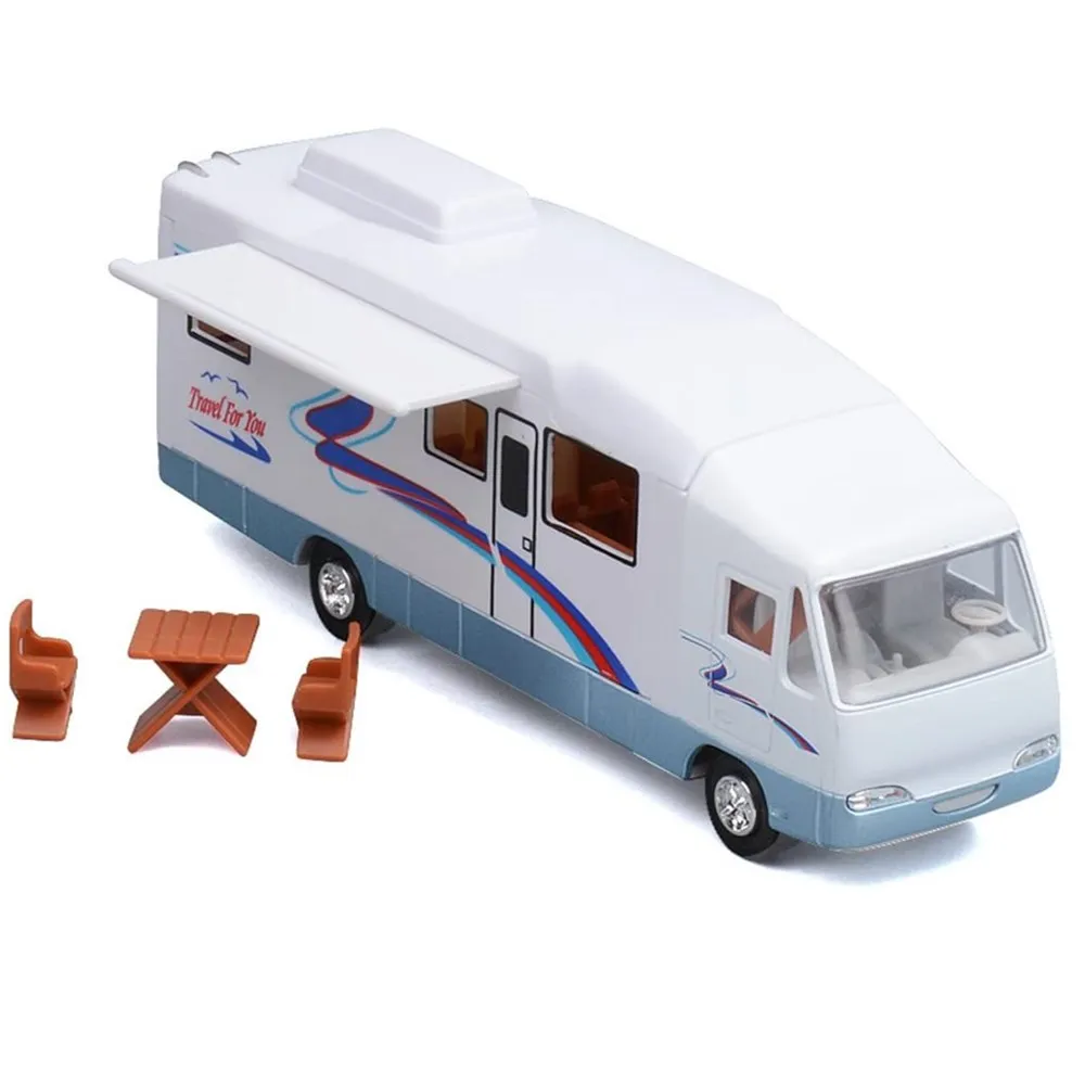 7.6 inch Cool Mini Motorhome Toy Die-cast Pullback Recreational Vehicle Pull Back RV with DIY Holiday Camper Van Model for Kids