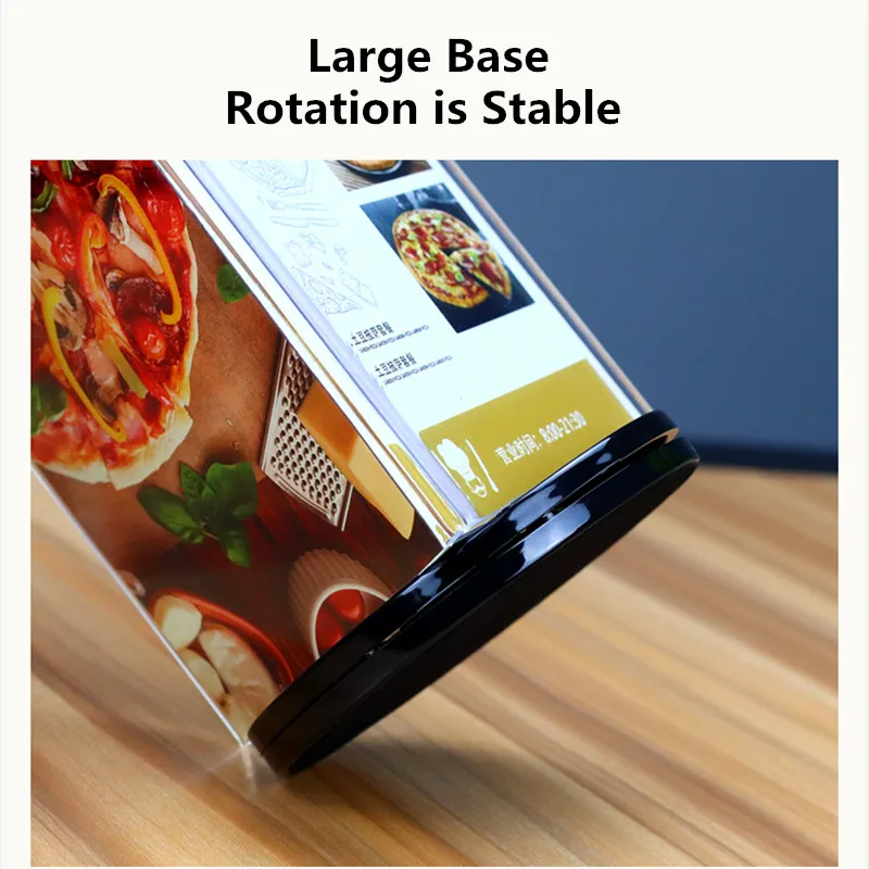 360 Degree Rotating Three Side Acrylic Menu Paper Price Listing Sign Holder Display Stand