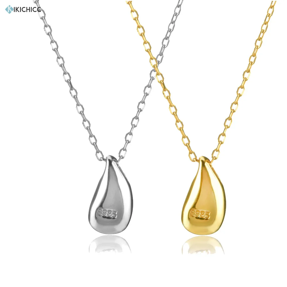 

Kikichicc 100% New 925 Sterling Silver Gold Plain Ovals Pendant Necklace Long Chain Women Luxury Jewelry 2020 Rock Punk Jewels