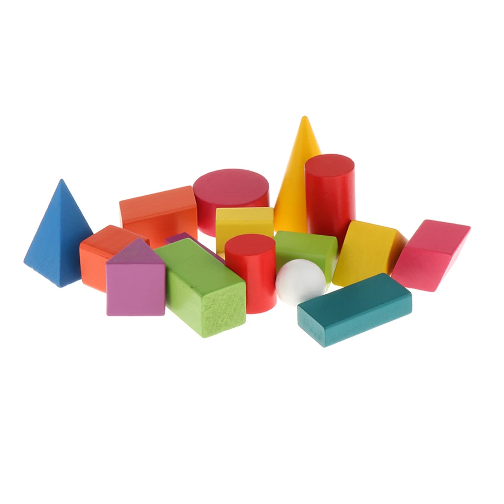 16pcs 3D Shapes Geometry Game Montessori Toys Kids Educational Supplies Children Learning Props