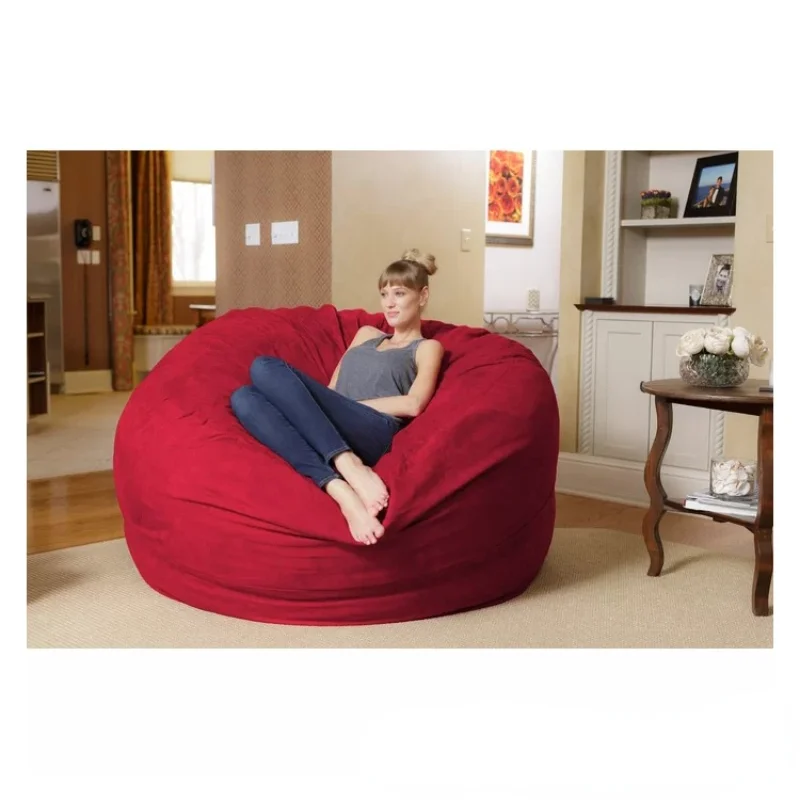 Juste de pouf en daim sans rembourrage pour adultes, canapé paresseux, tatami de salon et de chambre à coucher, pouf tombant de 6 pieds