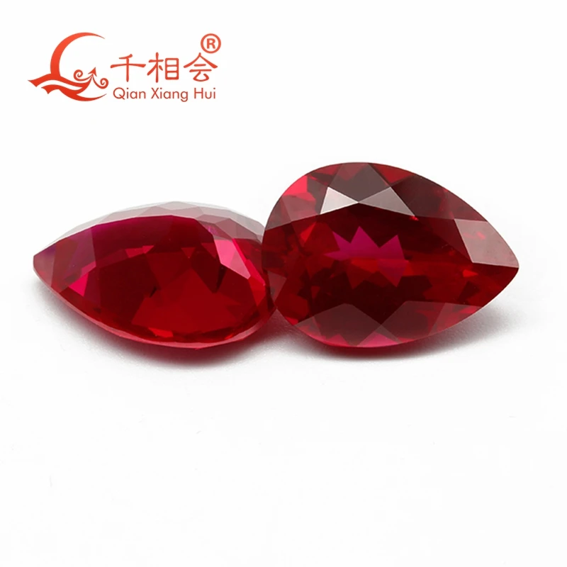 Rubino artificiale rosso a forma di pera trasparente 5 #   Pietra preziosa sciolta di corindone taglio naturale di colore - Gioielli
