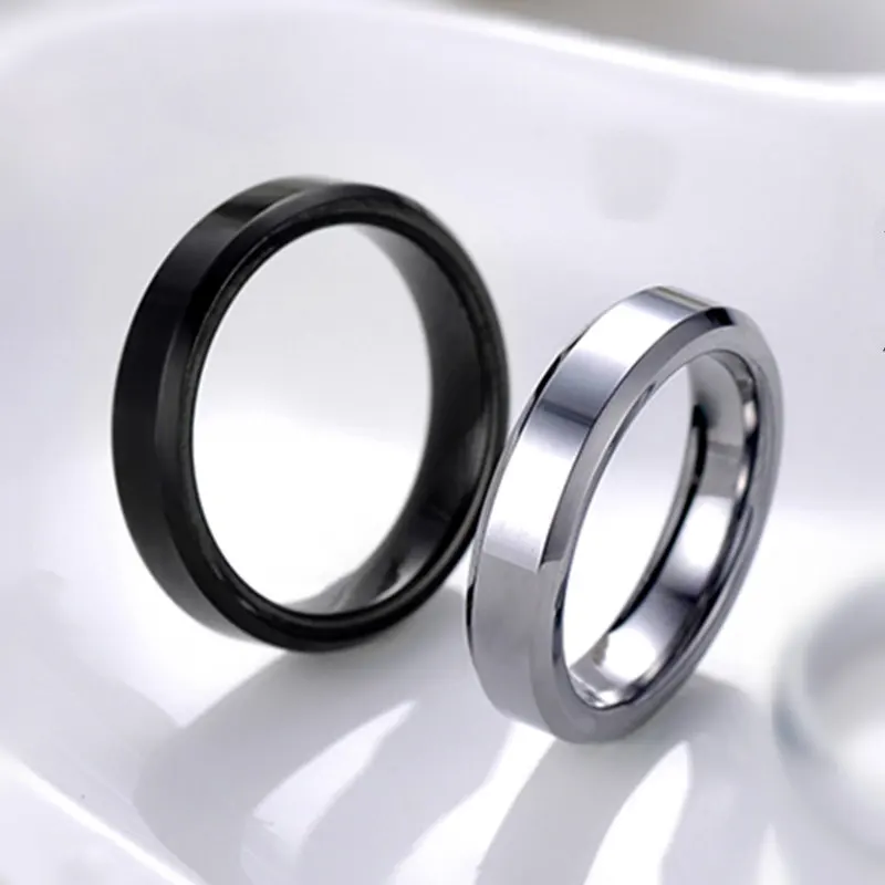 4mm 6mm 8mm Bright and Dull Polish Silver Color Titanium Ring For Men and Women Couple Ring