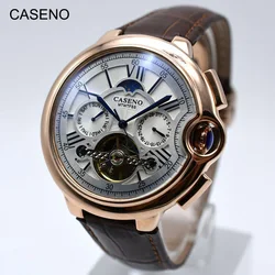 Tourbillon mens relógio top marca de luxo relógio de cinto homens relógio de pulso mecânico automático esqueleto esporte relógios masculinos relogio caseno