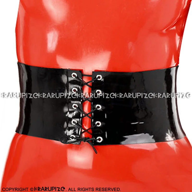 Black Sexy Latex Corsets With Lacing At Front Rubber Bustiers Tube Top Clothing 1.0MM CY-0035