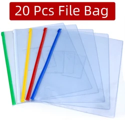 Bolsas de PVC con bordes transparentes para archivos, suministros de oficina y escuela, material de papelería A4/A5/A6, de alta calidad, 20 unids/set por juego