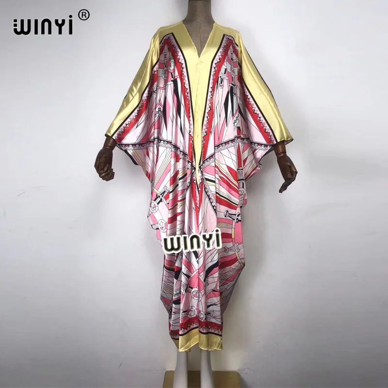 Summer Middle East high-quality hand-rolled twill fashion print sukienka Maxi women's robes long beach V-neck Bohemian dress