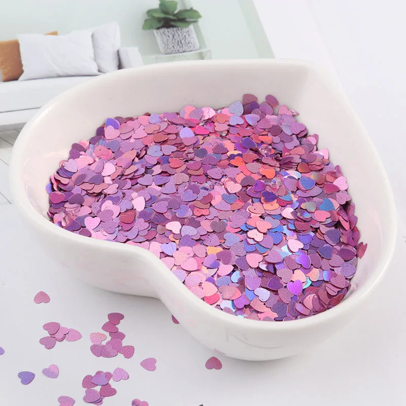 Eco-friendly PET 3mm Ultrathin Heart Nail Sequin Mixed Holographic Laser Silver Glitter Sequins for Craft Nail Art Decoration