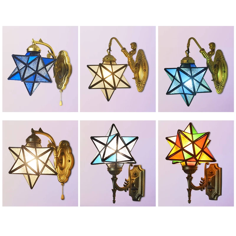 

Star Tiffany Wall Light Indoor Home Decor Living Room Mirror Lights Outdoor Sconce Corner Lamp Bathroom Vanity Lighting Fixture