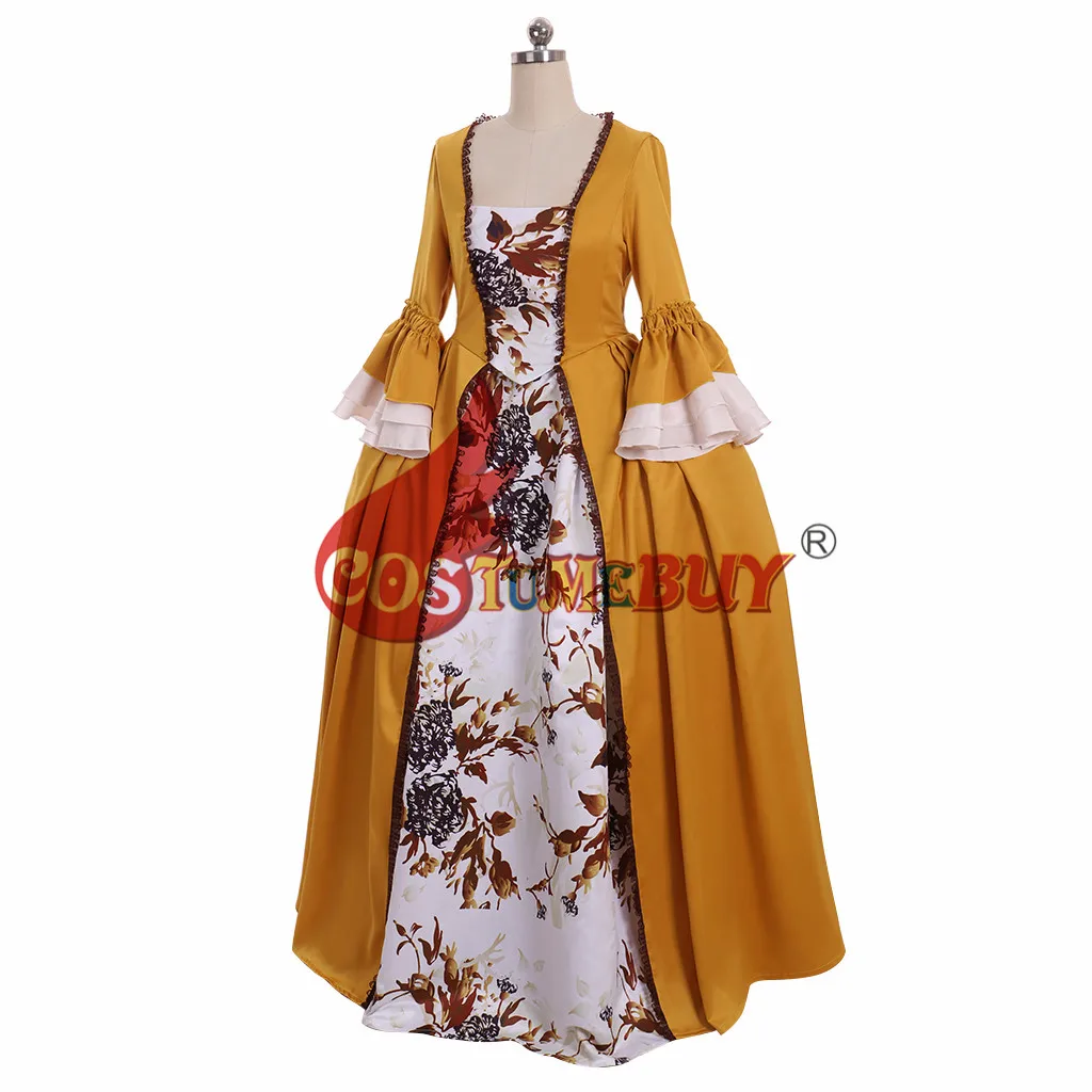 Costumebuy Outlander Claire Randall Tudor Marie Antoinette Rococo Baroque Thời Victoria Bầu Nữ Đầm Vàng Tự Làm