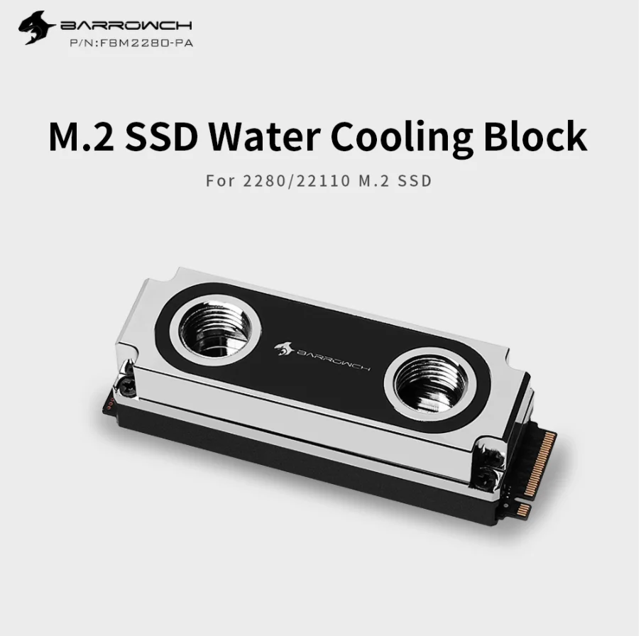 Barrowch FBM2280-PA Water Cooling Block For 2280/22110 M2 Type Solid State Drive Supports Single Double-Sided Chip Hard Drive