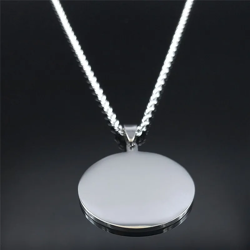 Islamic Muslim Islam Round Stainless Steel Necklace God Allah Necklace Chain Women/Men Silver Color Jewelry bijoux N2229S05