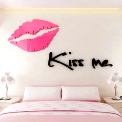 Kiss me Lips Acrylic Wall Stickers for Living room Bedroom DIY Wall Stickers Home decor Fashion art Ceramic Tile Stickers