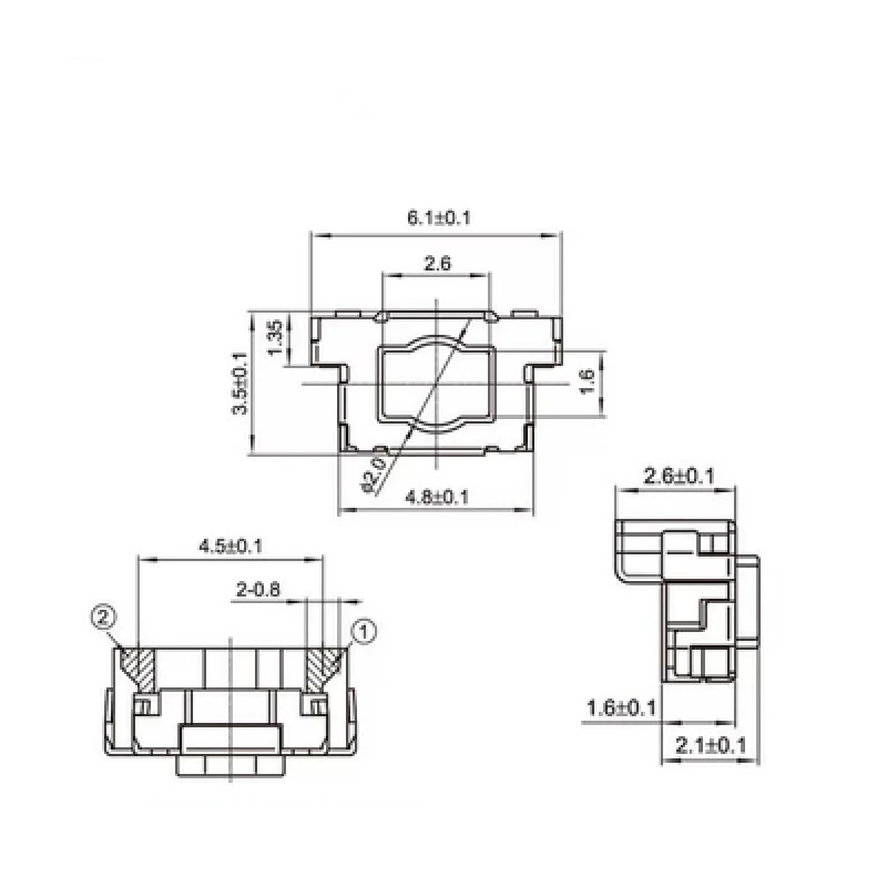 50pcs 3x6x3.5mm Micro Tactile Tact Keys Buttons Plum Touch Switch SMD Push Side Button Switch 3*6*3.5mm