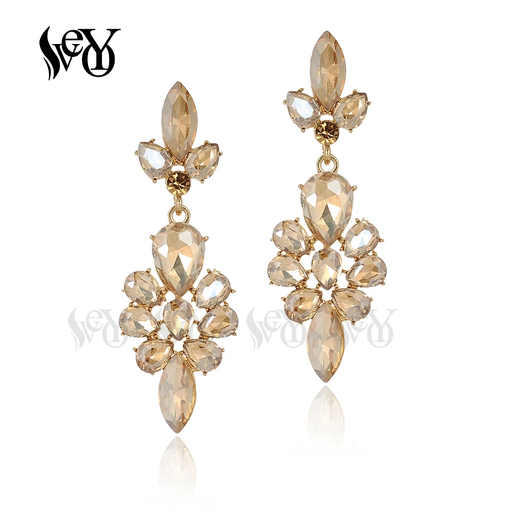 VEYO Trendy Multicolor Acrylic Crystal Drop Earrings Elegant Dangle Earrings for Women Fashion Jewelry Wholesale Gift