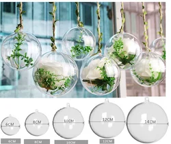 Set of 10 Transparent Open Plastic Christmas Decorations Balls Clear Bauble Ornaments 6-16cm Gift Present Box Decor