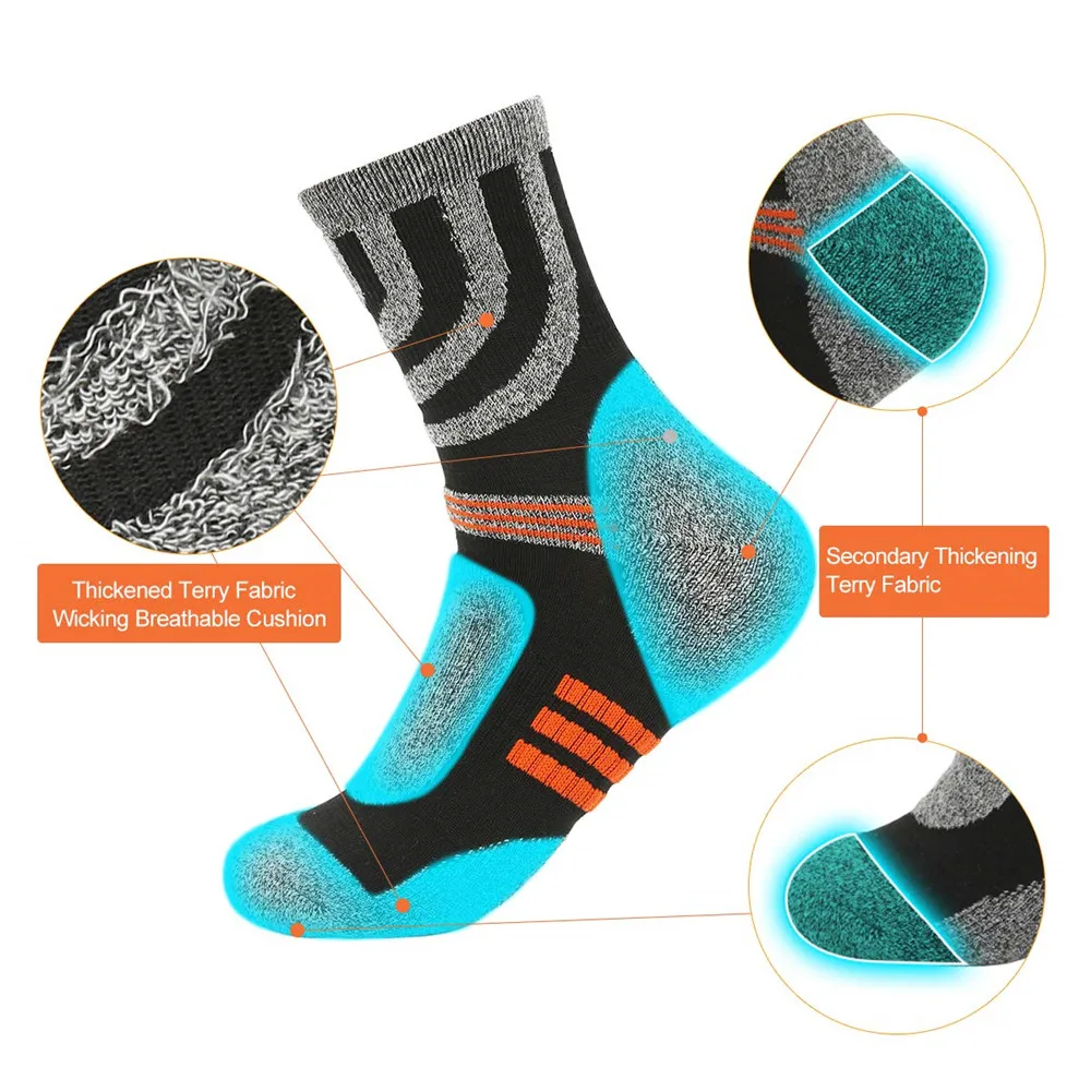 Running Socks Men Hiking Walking Padded Terry Cushion Anti Blister Warm Sports Socks for Outdoor Running Cycling Camping Socks