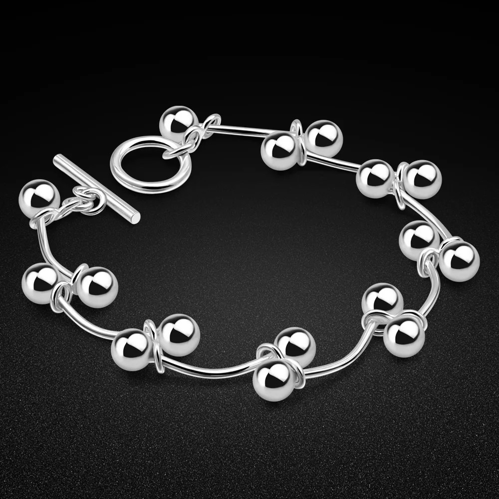 

Fashion Beaded Bracelet Creative 925 Sterling Silver Glossy Bead Delicate Elegant Bracelets for Women Men Halloween Jewelry