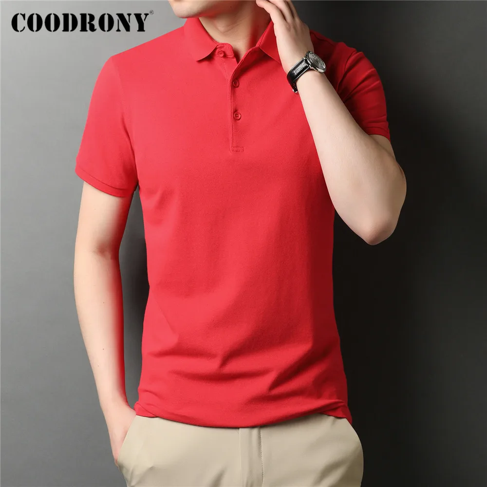 COODRONY Brand High Quality Summer Classic Pure Color Casual Short Sleeve Cotton Polo-Shirt Men Slim Soft Cool Clothing C5200S