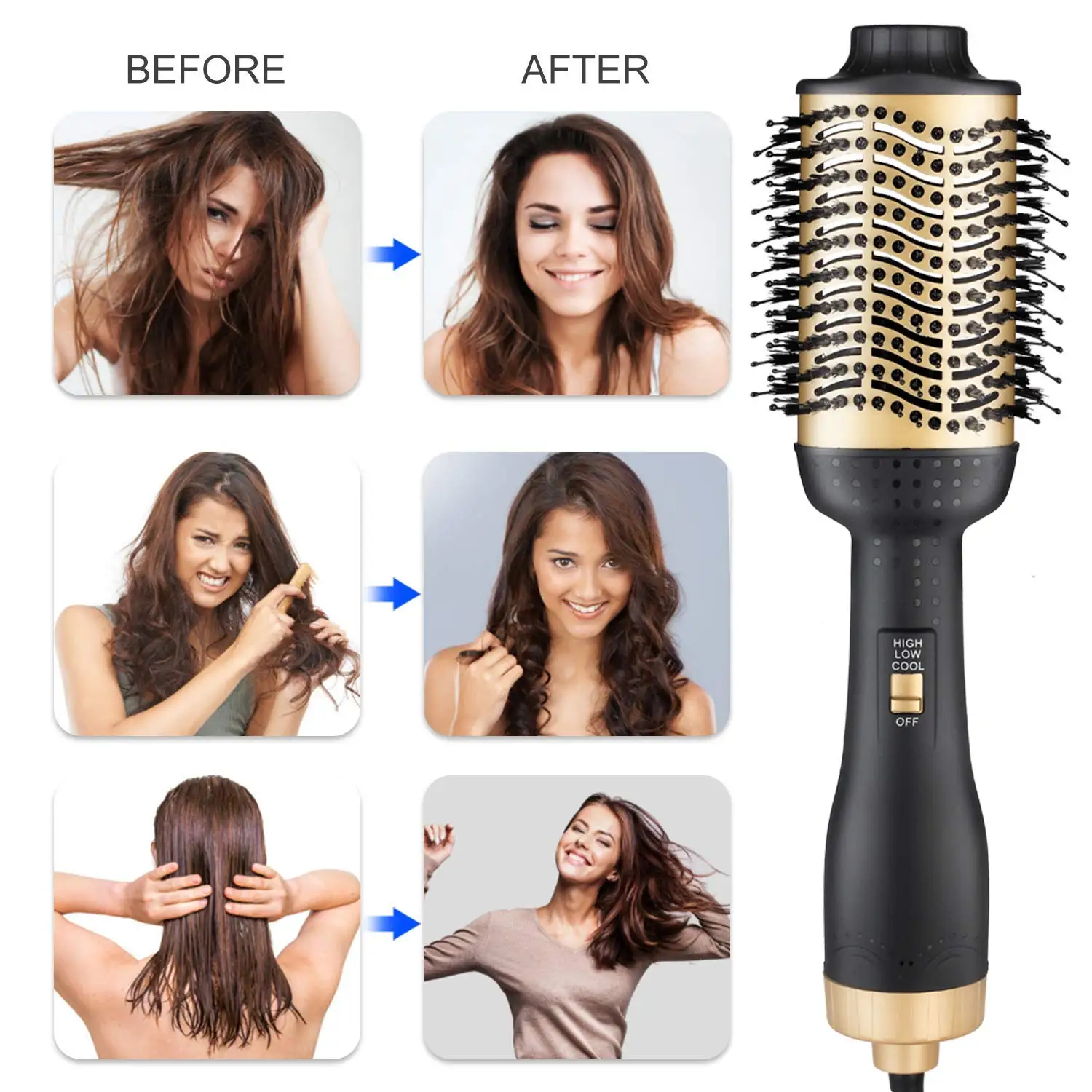 One Step เครื่องเป่าผม & Volumizer Hot Air Brush Blower Salon Hot Air Paddle แปรงจัดแต่งทรงผมสําหรับแห้ง & Straightening & Curling