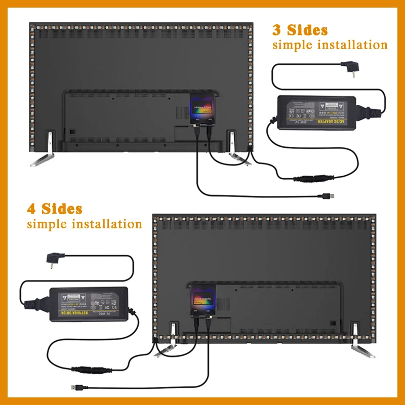 LED Lighting Experience 5V WS2812B Symphony Atmosphere Light Belt Set Synchronize the Color Change of Computer Screen