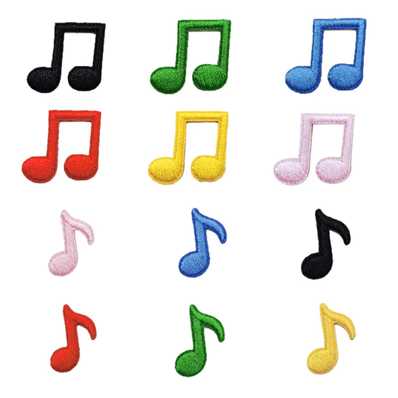 

Music Guitar Note Patches Stickers Iron on Clothes Heat Transfer Applique DIY Embroidered Applications Cloth Fabric Sequin Patch