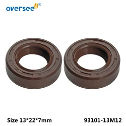 Vedação de óleo para motor de popa yamaha 93101-13m12, tamanho 13*22*7mm, 2t, parsun, hidea, hdx, seapro, 3hp, 4hp, 5hp