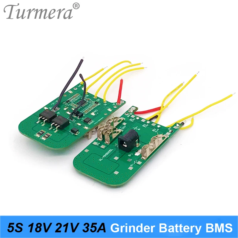 Turmera 5S 18v 21v 35a bms placa de bateria de lítio para 18v moedor sem fio 21v chave de fenda shurik e aspirador de pó bateria