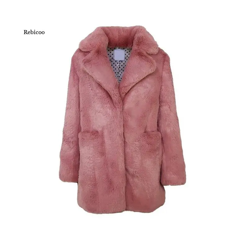 

Autumn Winter Thick Stand Collar Long Fur Coat Female Fashion Patch Designs Faux Fur Casual High Quality Outwear