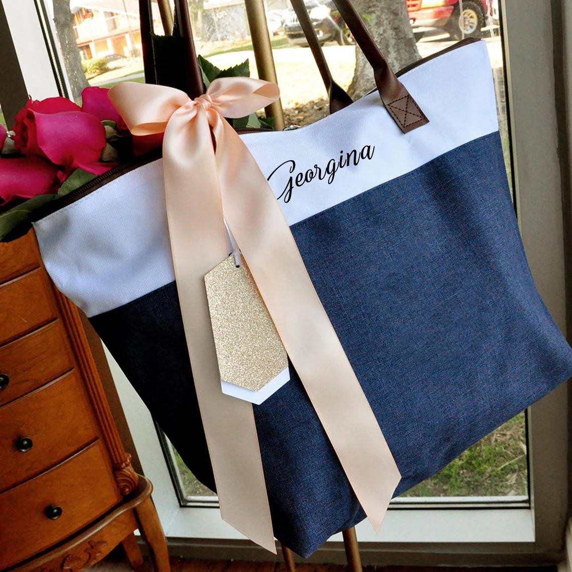 

Custom Zipper Tote for Women, Beach Bag, Wedding Party, Bridesmaid Handbag, Casual Shopping Bags, Christmas Gifts for Her, High