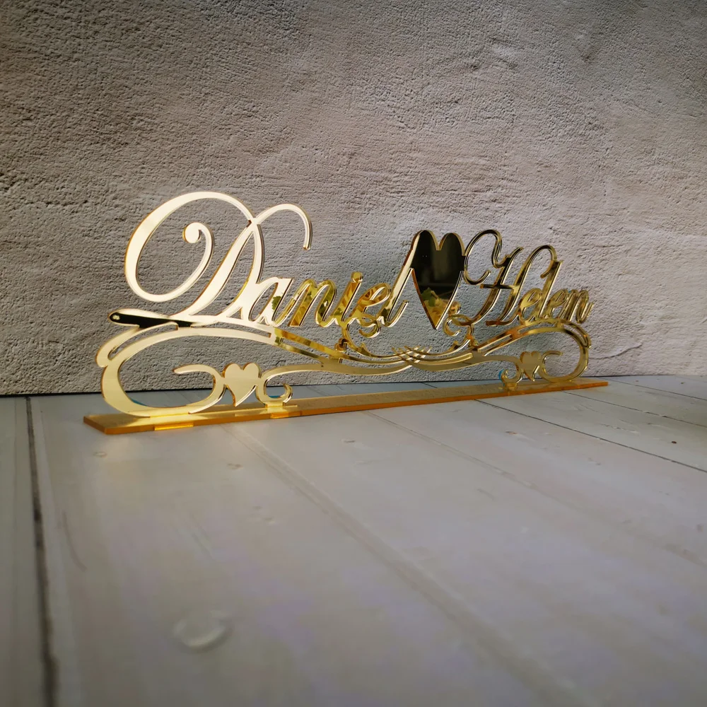 Personalized Mirror gold Name Wedding Table Sign,Custom Table Sign Wedding with name,For wedding party Decor Supplies of Party