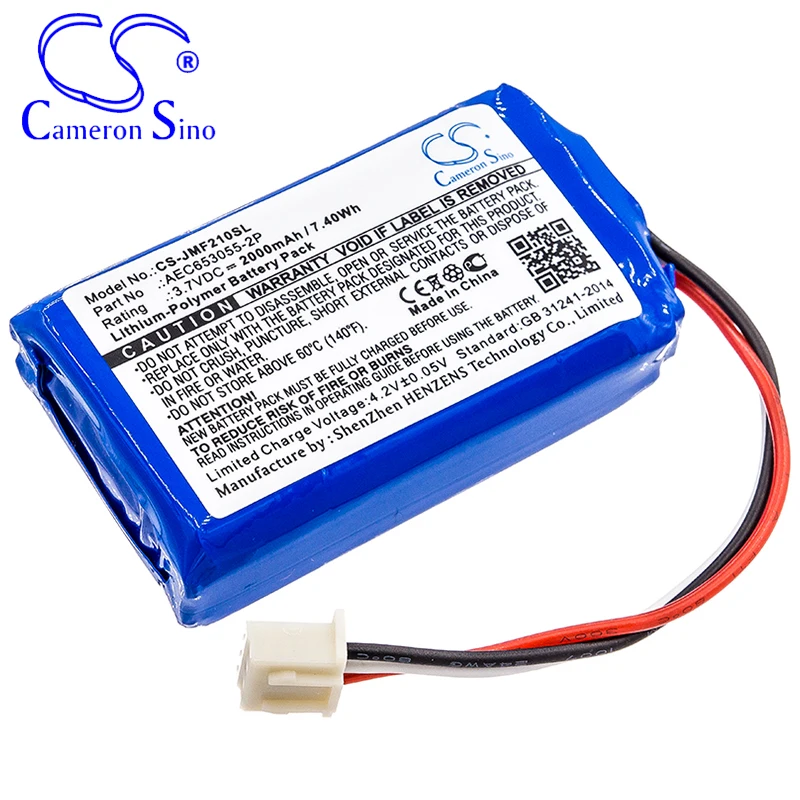 CameronSino แบตเตอรี่สำหรับ JBL Flip 2 (2013) (2013) เหมาะกับ JBL AEC653055-2P ลำโพงแบตเตอรี่2000MAh/7.40Wh 3.70V Li-Polymer
