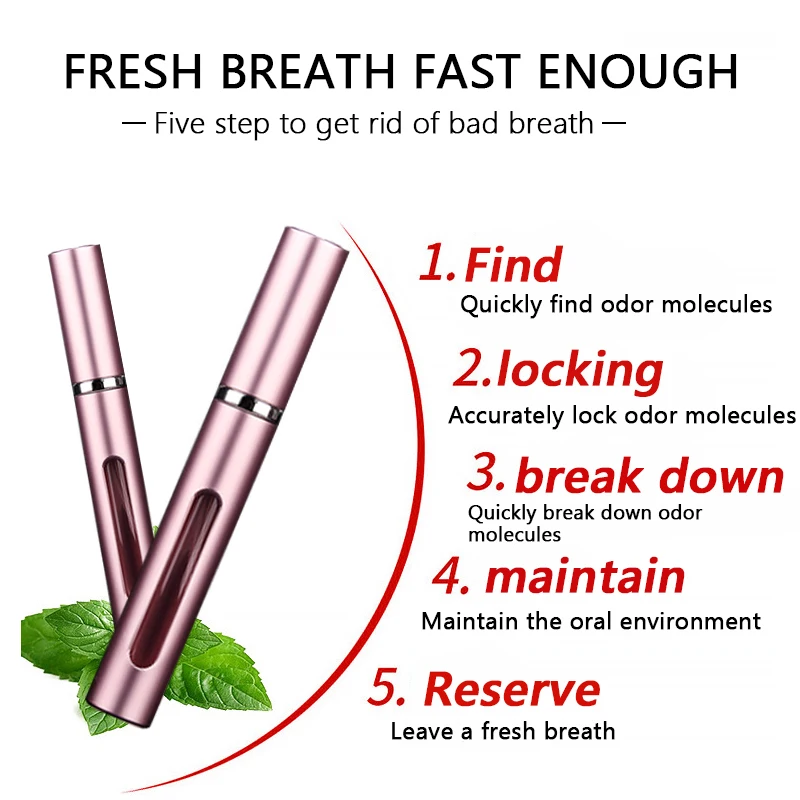 Oral Spray Mouthwash Cleans Mouth Dental Health Remove Bad Breath Fresh Breath Long-Lasting Peppermint Extract Oral Care 1Pcs