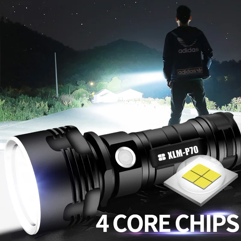 

Super Powerful LED Flashlight P70 XHP50 Tactical Torch USB Rechargeable Linterna Waterproof Lamp Ultra Bright Lantern Camping