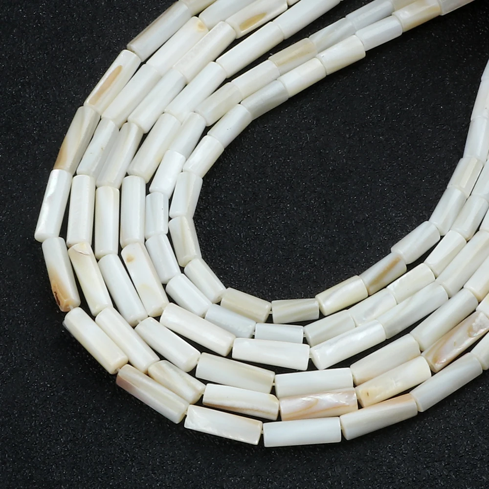 Natural Color Mother Of Pearl Loose Spacer Beads White Straight Shape Freshwater Shell For Jewelry Making DIY Bracelet Necklace