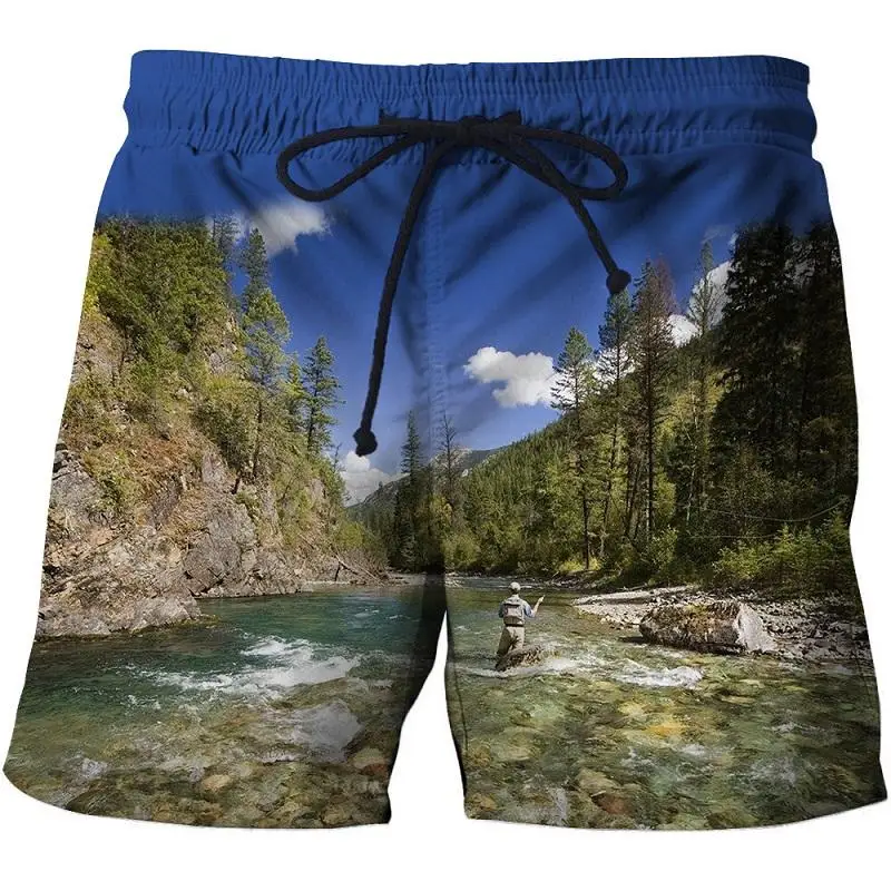 

3D fish printed men's swimsuit swim shorts fun beach shorts swim shorts men's running sport surf shorts Asia plus size s-6xl